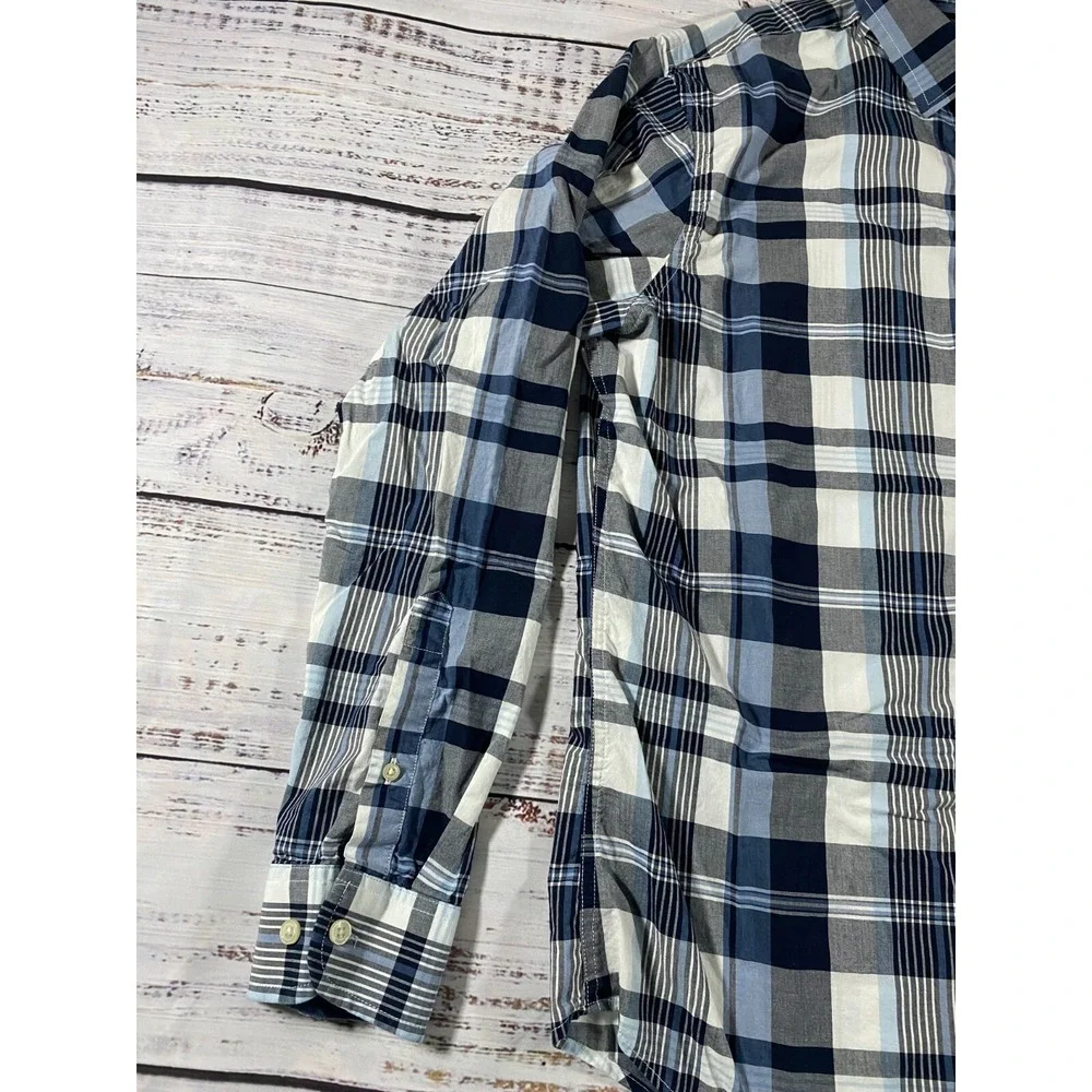 Banana Republic Multicolor Shirt Men's L Plaid Slim Fit Short Sleeve Button-Up